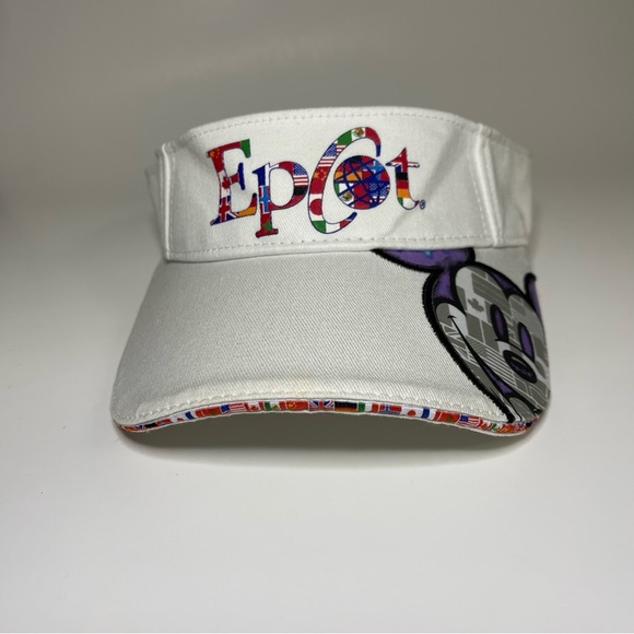 Disney Epcot World Showcase Sun Visor Hat White‎ Mickey Mouse  Adjustable HTF - Picture 5 of 10